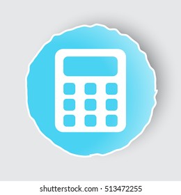 Blue app button with Calculator icon on white.