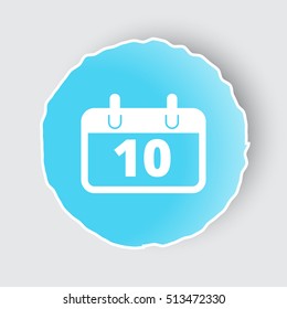 Blue app button with Calendar icon on white.