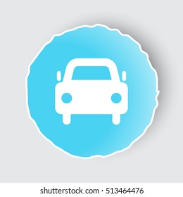 Blue app button with Car icon on white.