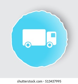Blue app button with Delivery Truck icon on white.