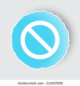 Blue app button with Forbidden icon on white.