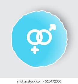 Blue app button with Gender icon on white.