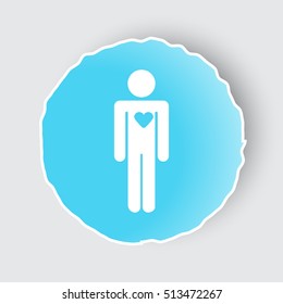 Blue app button with Heart icon on white.