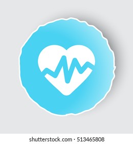 Blue app button with Heart Rate Pulse icon on white.