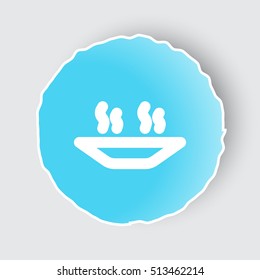 Blue app button with Hot Meal icon on white.