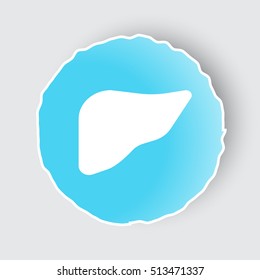 Blue app button with Liver icon on white.