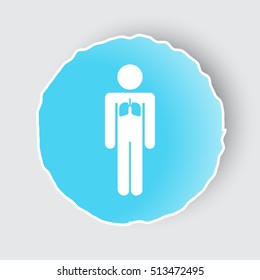 Blue app button with Lungs icon on white.