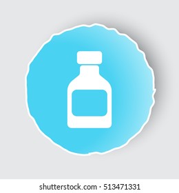 Blue app button with Medicine Bottle icon on white.