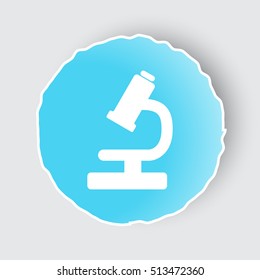 Blue app button with Microscope icon on white.