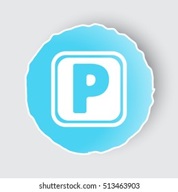Blue app button with Parking icon on white.
