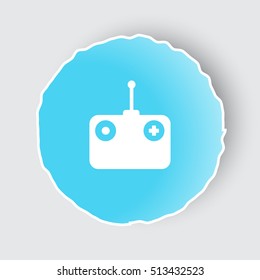 Blue app button with Radio Control icon on white.