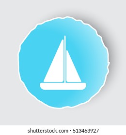 Blue app button with Sailboat icon on white.