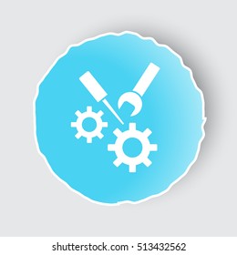 Blue app button with Service icon on white.