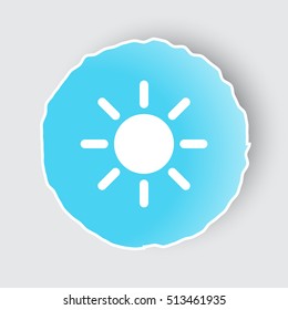 Blue app button with Sun icon on white.