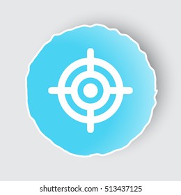 Blue app button with Target icon on white.