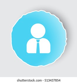 Blue app button with User Profile icon on white.