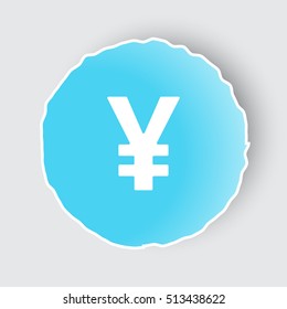 Blue app button with Yen icon on white.