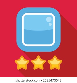 Blue app icon is receiving a three star rating, indicating an average user experience