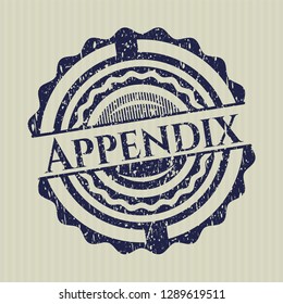 Blue Appendix distressed rubber stamp
