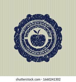 Blue apple icon inside grunge style stamp