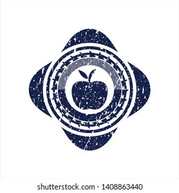 Blue apple icon inside rubber grunge seal