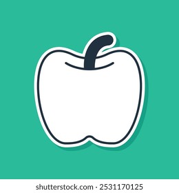 Blue Apple icon isolated on green background. Excess weight. Healthy diet menu. Fitness diet apple.  Vector
