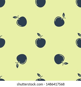 Blue Apple icon isolated seamless pattern on white background. Fruit with leaf symbol.  Vector Illustration