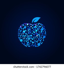 Blue Apple Pixels Illustration Logo Vector