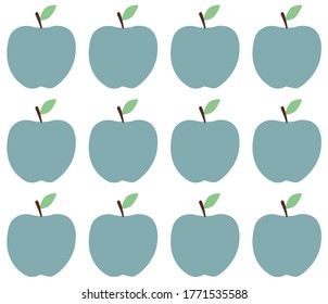 Blue apple seamless pattern flat design