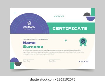 Blue Appreciation and Achievement Certificate Template Design, Clean modern certificate, Diploma Certificate vector template, achievement certificate with a badge