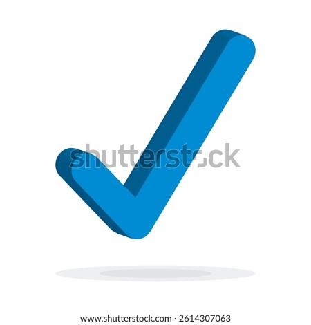 Blue approve 3d check mark icon. Tick symbol in blue color, 3D vector illustration. Accept Check mark icon vector isolated on white background, EPS 10.