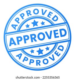 Blue Approved Circle Stamp Seal vector illustration