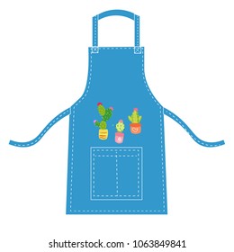 
The blue apron with cactus pattern.