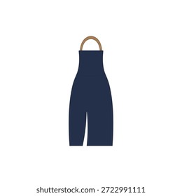 Ilustración vectorial de delantal azul para cocinar, limpiar y elaborar