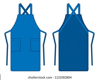 Blue Apron Vector For Template.Front And Back Views.