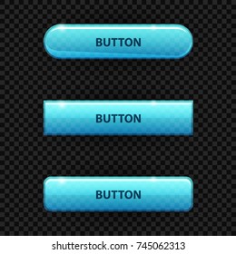 Blue aqua buttons for design of web interfaces.