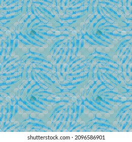 blue and aqua geo dotted tiling with palm leaves