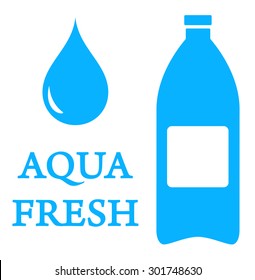 blue aqua icon with bottle and water drop