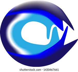 Blue and aqua semi-circular logo. A half circle logo looks like a stroke of paint. Cicular logo, colorful vector