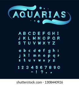 blue Aqua vector font