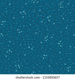 Blue Aqua Water Bubbles Vector Pattern Seamless Background, Hand Drawn Liquid Illustration for Trendy Home Decor, Yacht Fashion Prints, Maritime Ocean Gift Wrap, Nature Wallpaper, Beach Apparel