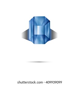 Blue Aquamarine Stone Ring Vector Illustration