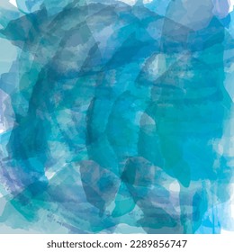 Blue Aquarelle Brush Pattern, Creative abstract hand painted background.
