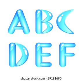 Blue aquatic shiny alphabet. Part 3