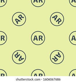 Blue Ar, augmented reality icon isolated seamless pattern on yellow background.  Vector Illustration