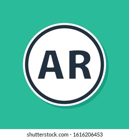 Blue Ar, augmented reality icon isolated on green background.  Vector Illustration