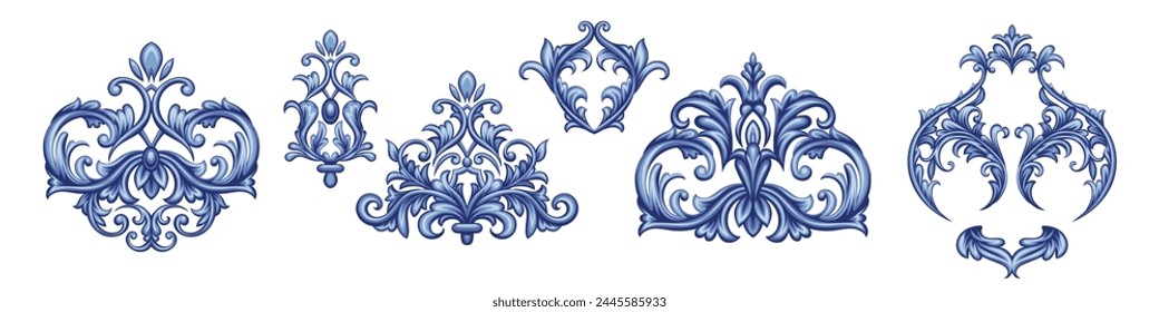 Blue arabesque for posters, stationery, placards, logo, invitations, banners, badges and home decor