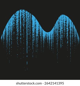 Blue arc form. Dual wave vector. Particle curve shape. Abstract motion line.