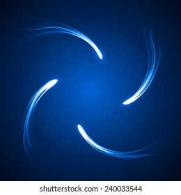 blue arc formed comets abstract. (four comet.simple and liner tails version)