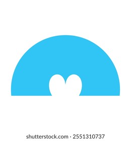 blue arch and heart geometric shape design icon isolated